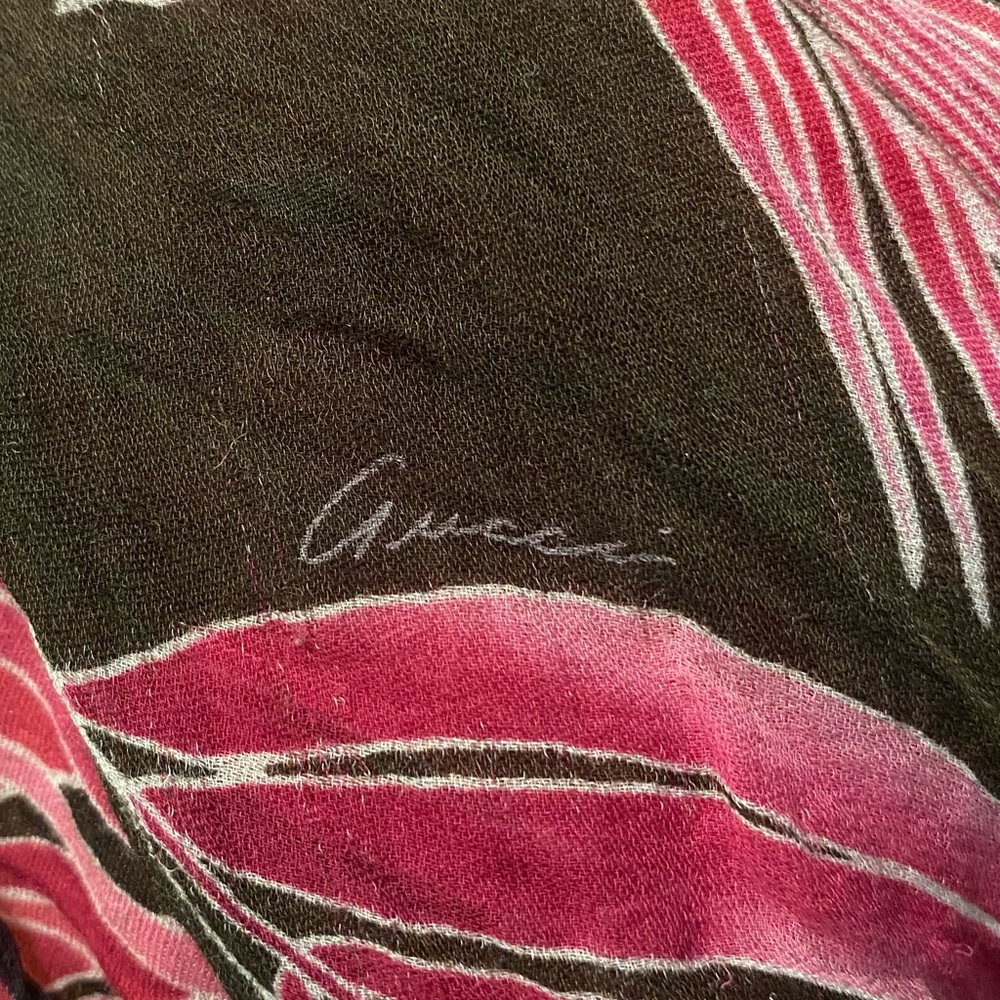 ‼️Slight Damage‼️Gucci Vintage Safari Palm Leaf Patterned Silk Neckerchief Scarf - Picture 6 of 13